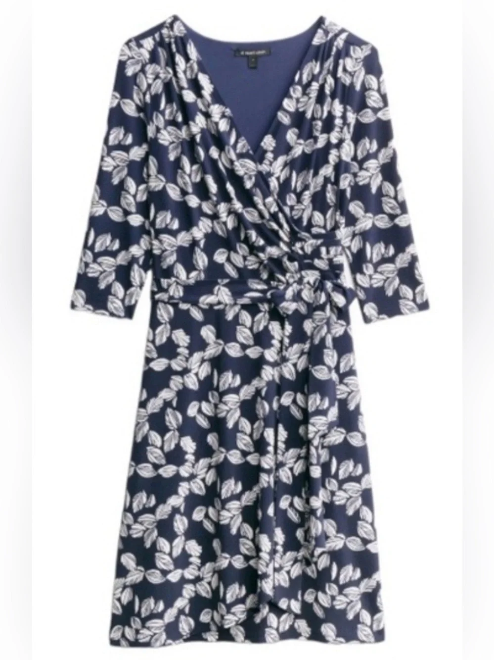 NWOT 41 Hawthorn Surplice Faux Wrap Dress Navy & White Size L - Picture 2 of 6